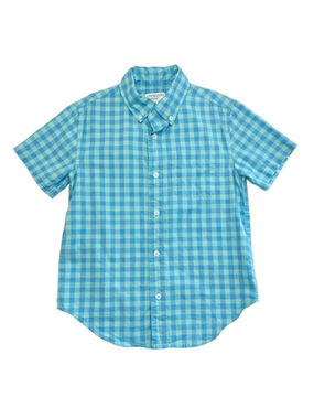 * Crewcuts J.Crew Teal Gingham Cotton Short Sleeve Shirt Size 12